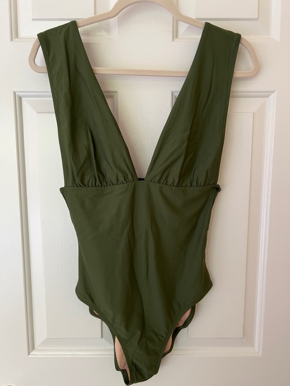 J. Crew Olive Green V-Neck One-Piece Swimsuit
